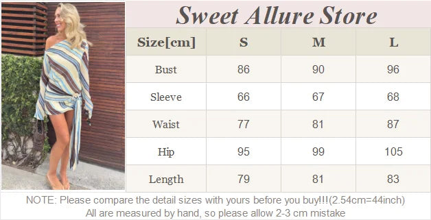 Striped Slash Neck Petal Sleeve Lace-Up Back Slim Fit Sheath Mini Dress – High Waist, High Stretch, Summer Luxegan