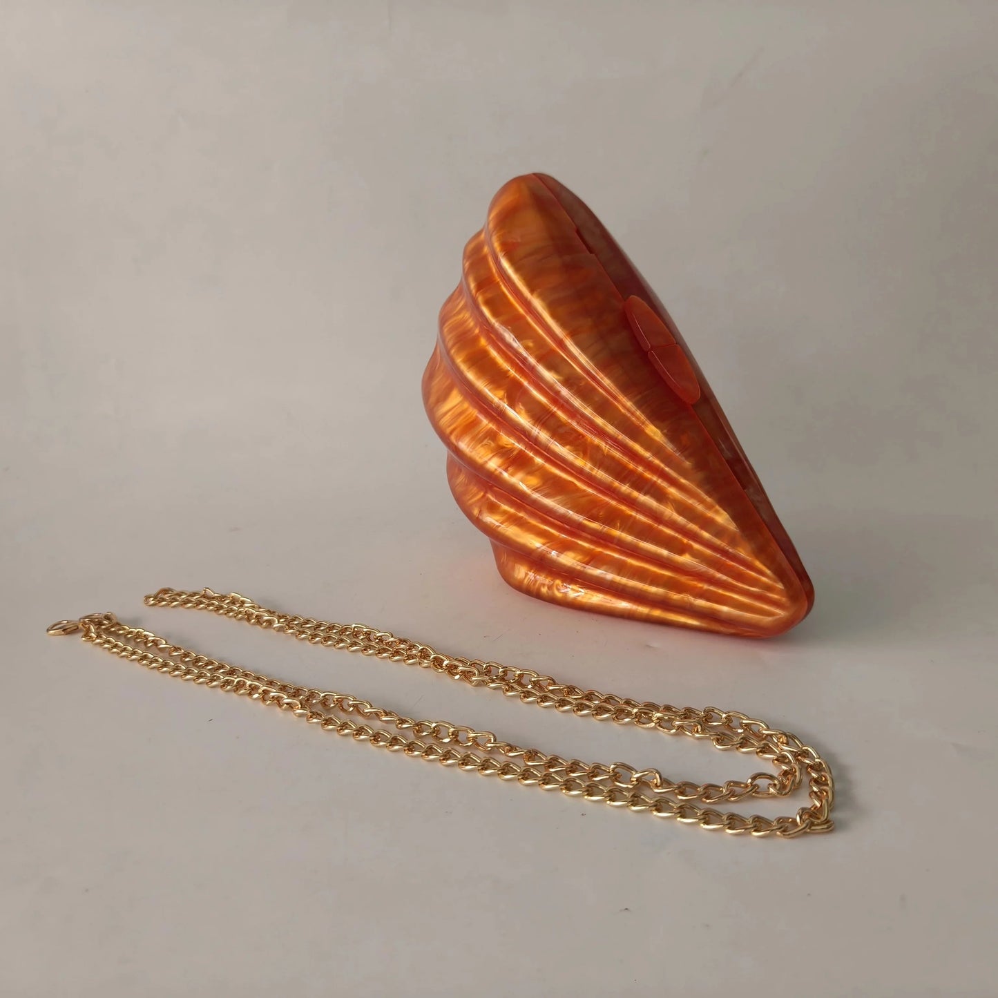 Luxury Marble Pearl Box Clutch | Sophisticated "Shell Brown" Silhouette | Elegant Designer Acrylic Handbag | "Dignified" High-Performance England Style Essential for Radiant Versatile Styling Luxegan