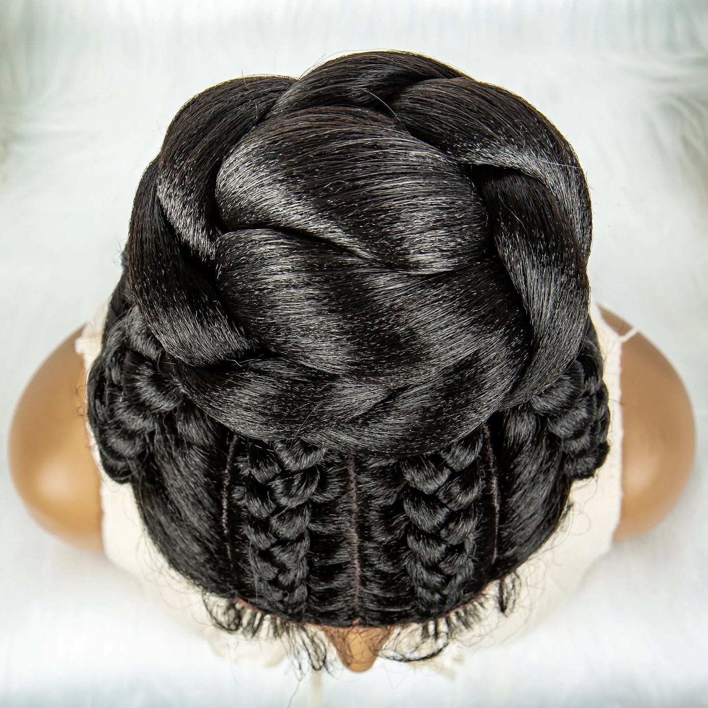 KIMA Bun Updo Braided Wig | Cornrow Style | Lace Front with Baby Hair Luxegan