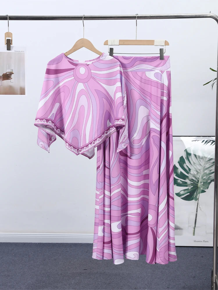 Print Square Neck Patchwork Detail Regular Fit A-Line Ankle-Length Dress – Available as Dress or 2-Piece Set with Cape Top, Summer Luxegan