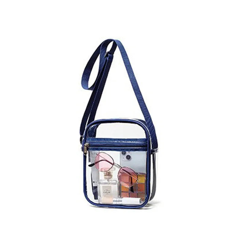Stadium-Approved Clear Shoulder Bag | Sophisticated Transparent PVC Concert Purse | Elegant Simple Casual Crossbody | "Dignified" Structured Square Handbag for Versatile Event Styling Luxegan