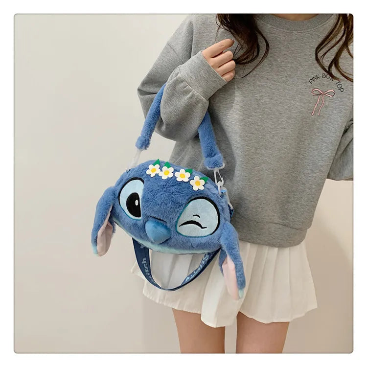 New Disney Cartoon Stitch Plush Backpack | Girls Cute Ins Shoulder Messenger Bag (Parent-Child Gift) Luxegan