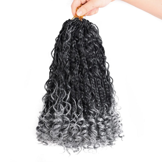 10" Bob Goddess Box Braids Crochet Hair | Boho Braids with Curls Luxegan