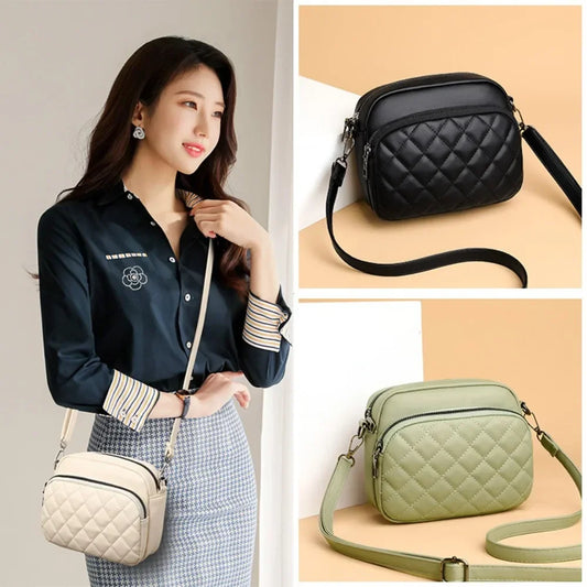 Diamond Lattice Women's Shoulder Bag | Leather Crossbody Handbag & Purse Luxegan