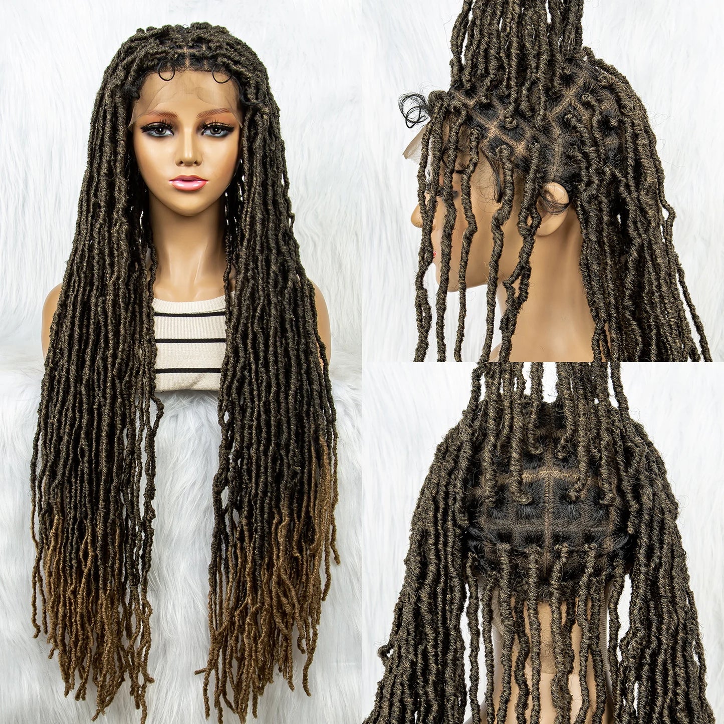 KIMA 36" Colorful Dreadlocks Braids Wig | Full Lace Front & Baby Hair Luxegan
