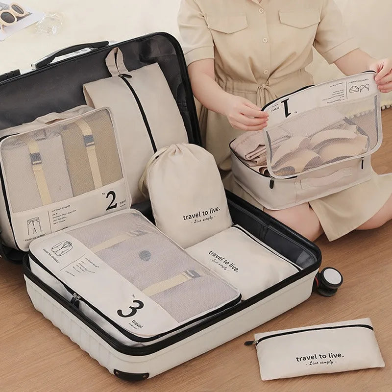 7-Piece Travel Storage Bag Set | Large Capacity Suitcase Organizer Luxegan