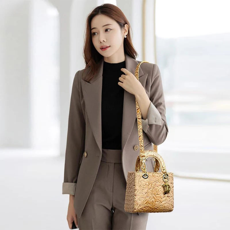 Brand Retro Ladies Handbag | High Quality PU Leather Shoulder Messenger Bag (Large Capacity Simple Commuter Bag for Women) Luxegan