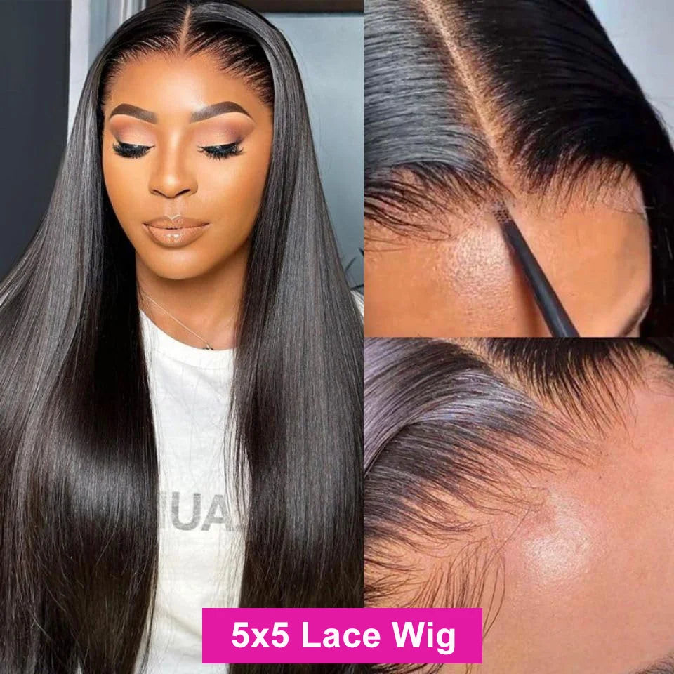 Raw Vietnamese Bone Straight HD Lace Wig | Sophisticated "36 Inch Glueless" Silhouette | Elegant 220% Density Ready-to-Wear Unit | "Dignified" High-Performance 5x5 Transparent Essential for Radiant Versatile Styling Luxegan