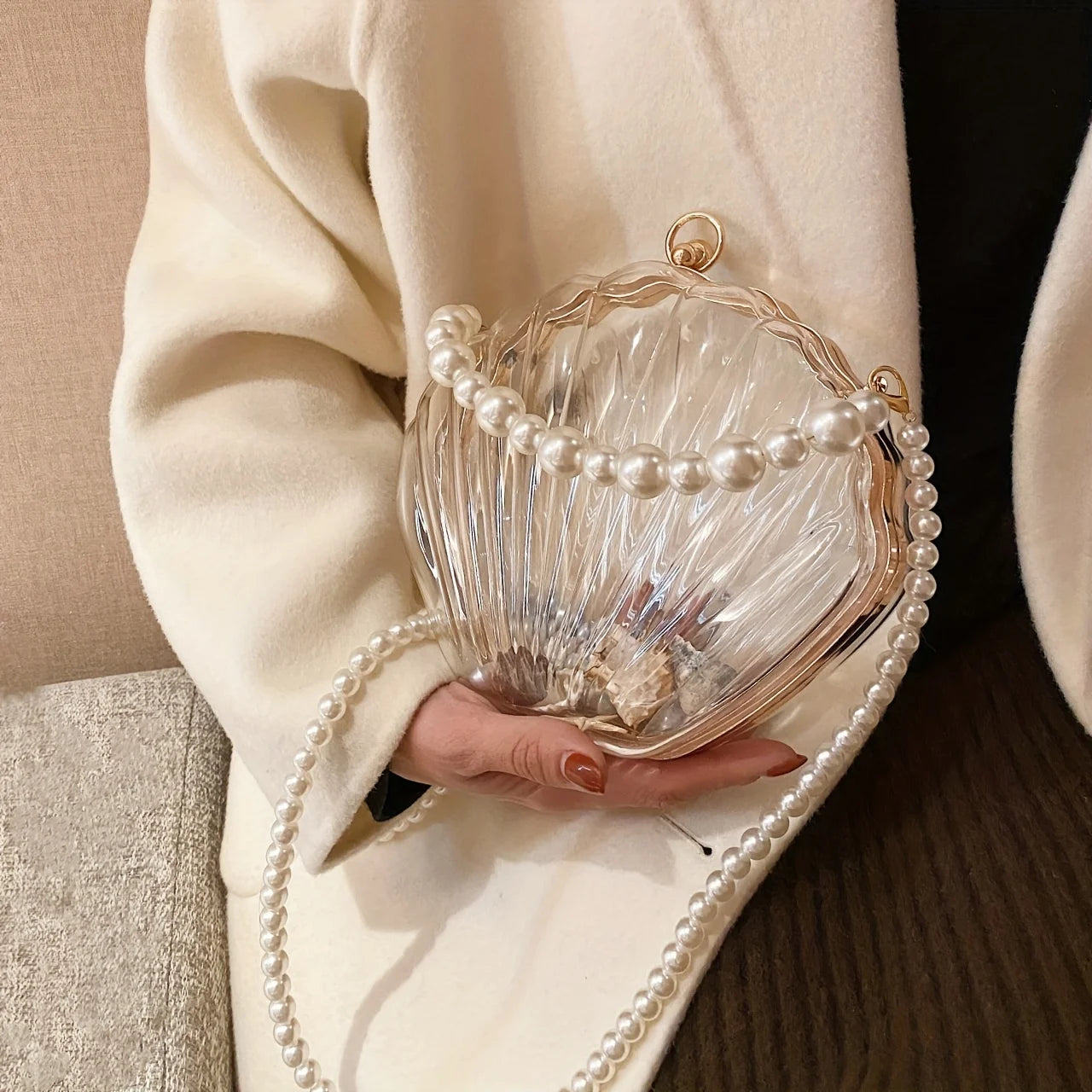 Clear Acrylic Shell Bag | Trendy Niche Design Crossbody Purse Luxegan