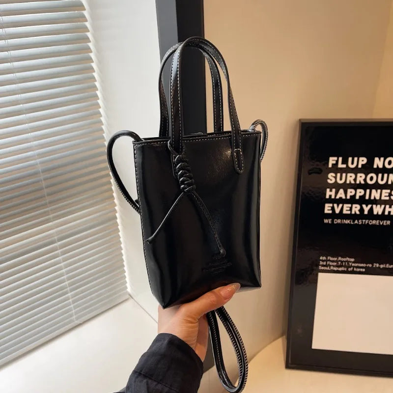 Leather Mini Crossbody Bag for Women | New Korean Fashion Luxury Shoulder Bag & Simple Retro Handbag Luxegan