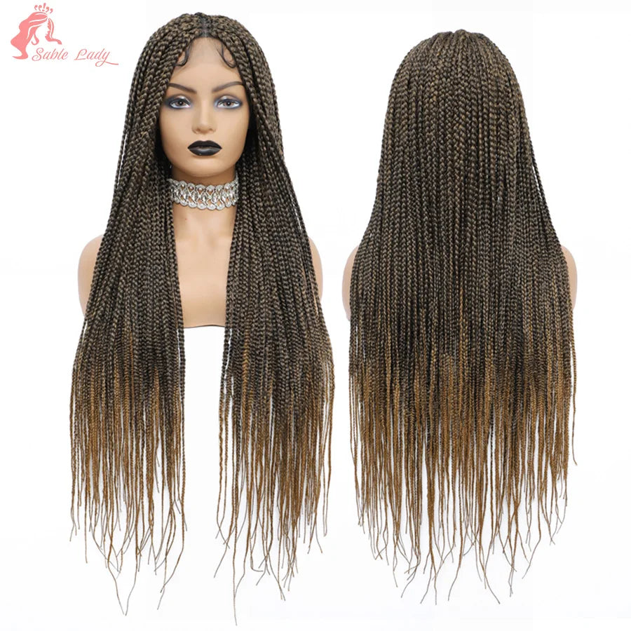36 Inch Goddess Knotless Box Braids Cornrow Wig | 360 Full Lace