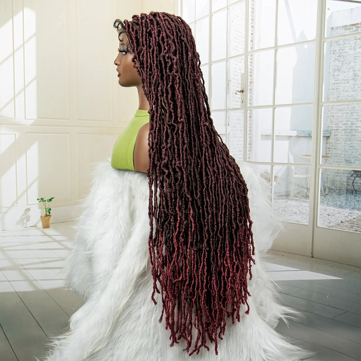 Super Long 36 Inches Synthetic Full Lace Dreadlock Box Braided Wigs for Afro Black Women Black Knotless Braiding Wigs Luxegan