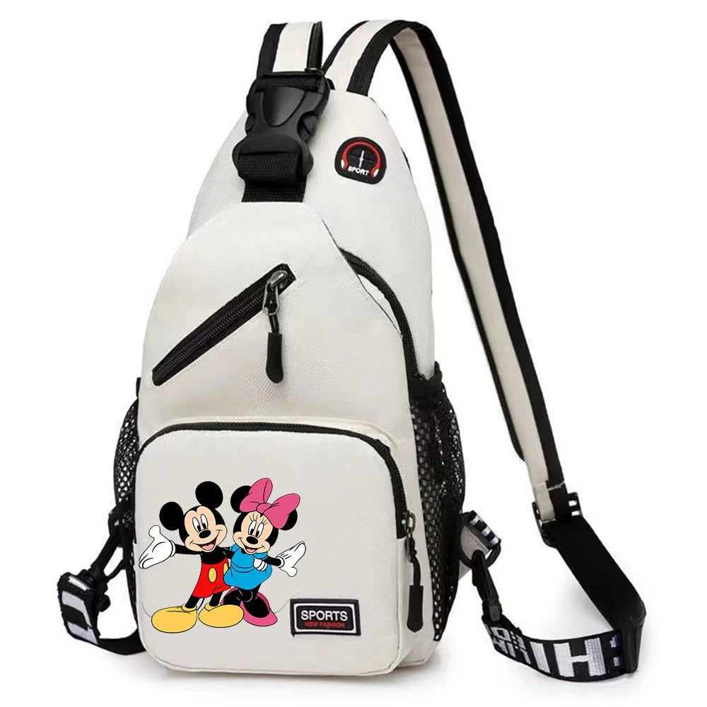 Mickey Minnie Mouse Cartoon Shoulder Bag | Unisex Multi-functional Oxford Fabric Backpack & Casual Chest Business Travel Pack Luxegan