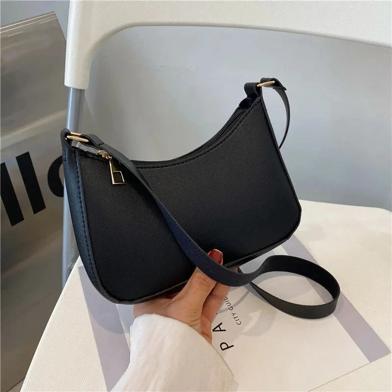 Fashion Solid Color Shoulder Bag For Women | PU Leather Armpit Handbag | Casual Daily Underarm Bag Girls Shopping Purse (Bolsa) Luxegan