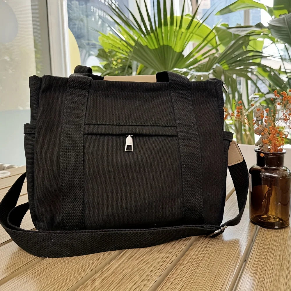 Women's Casual Canvas Crossbody Tote Bag | Versatile Daily Use Handbag with Multiple Pockets & Adjustable Shoulder Strap (Unisex) Luxegan