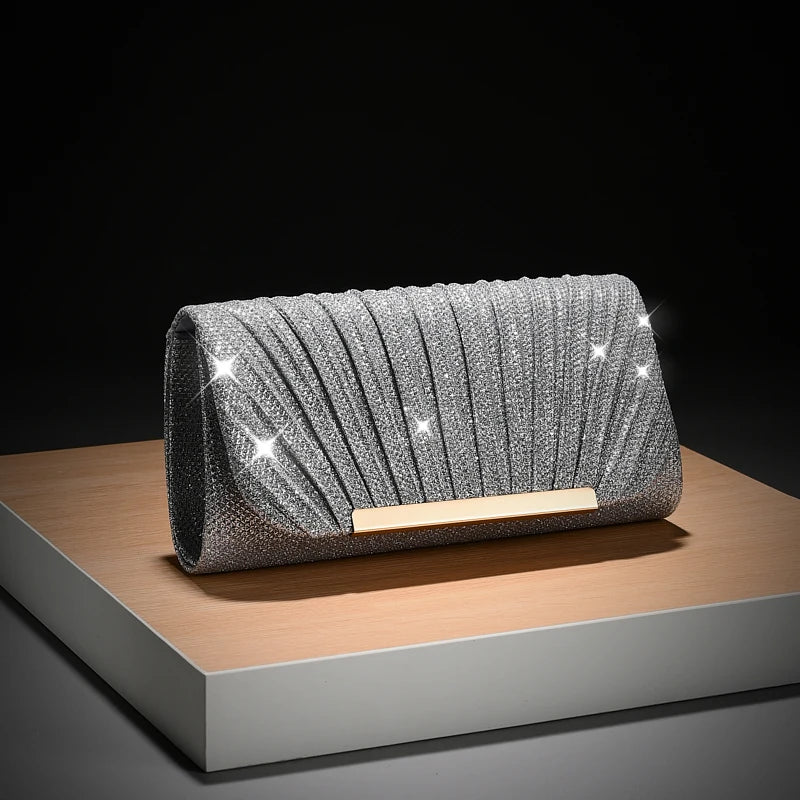 Luxury Women's Evening Bag | Pleated Crossbody Clutch Luxegan