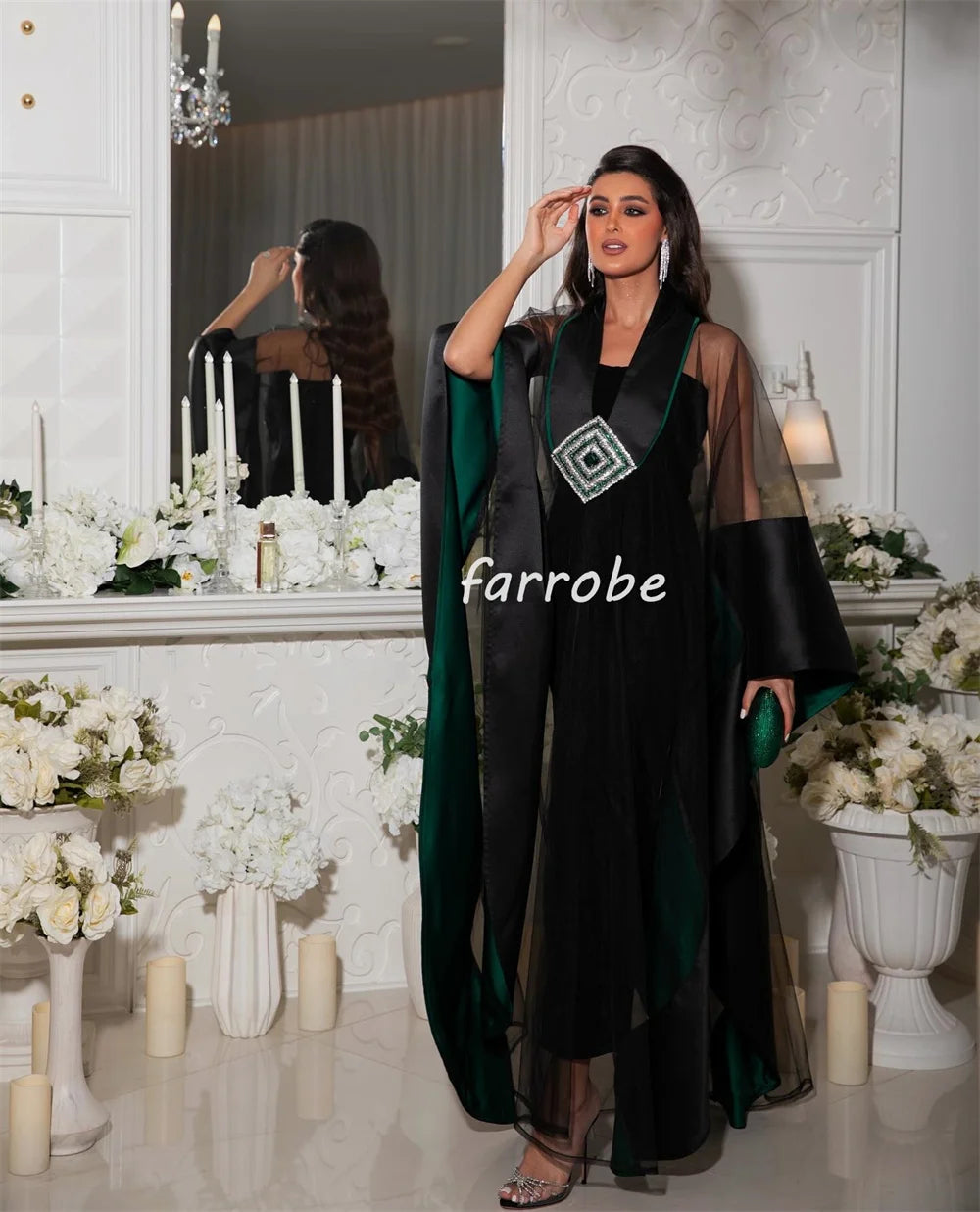 Customized Fashion Sizes Available Pleat Beading Sequined A-line V-neck Midi Dresses Bespoke Occasion Dresses Exquisite Formal