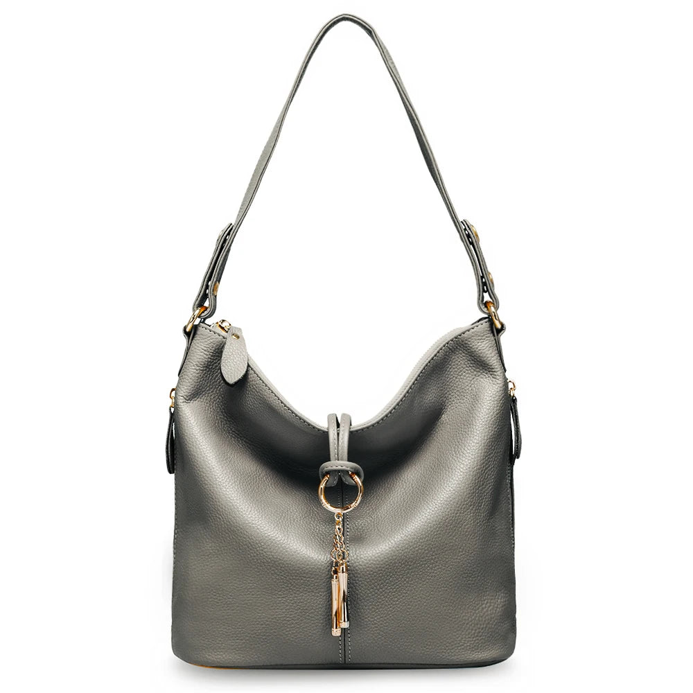 Elegant Women’s White Hobo Handbag | 100% Genuine Cow Leather Shoulder Bag | Luxury Messenger Purse with Charm Lock & Sequined Accents (Model ZC0345) Luxegan