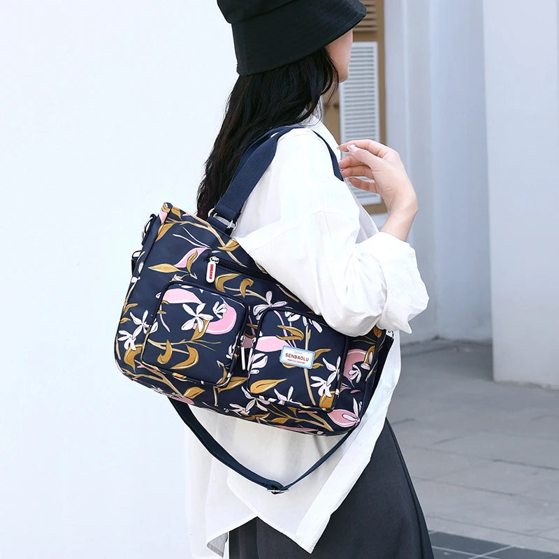 Fashion Floral Pattern Large Capacity Women Handbag | High Quality Fabric Casual Tote & Multi-pocket Shoulder Bag (SAC) Luxegan