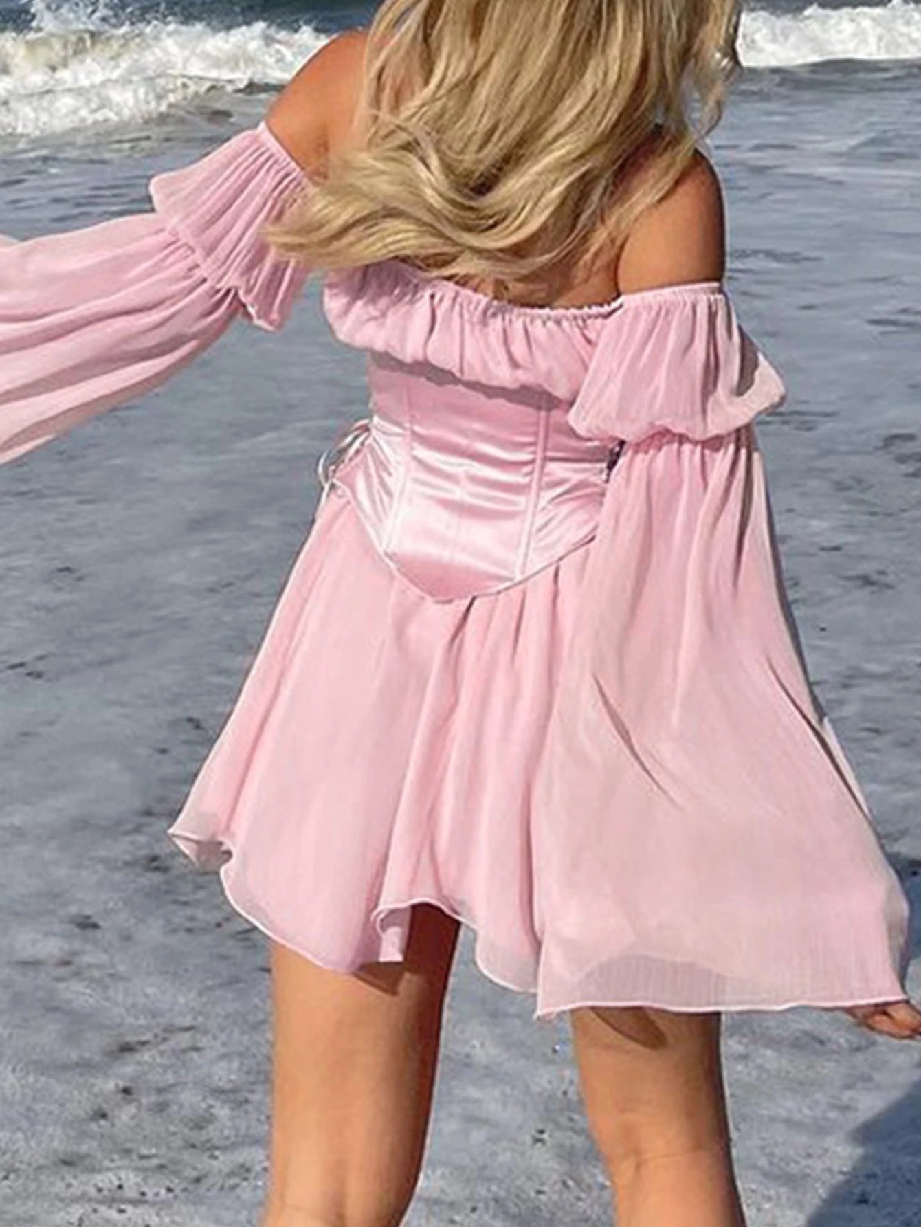 Off-Shoulder Backless Mini Dress | Chiffon A-Line Party & Prom Evening Dress Luxegan