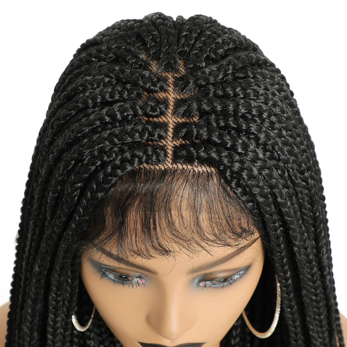 Long Box Braided 4x4 Lace Wigs With Baby Hair Twist Braids Lace Closure Wigs For Black Women Synthetic Cosplay Wig 30 Inch Luxegan