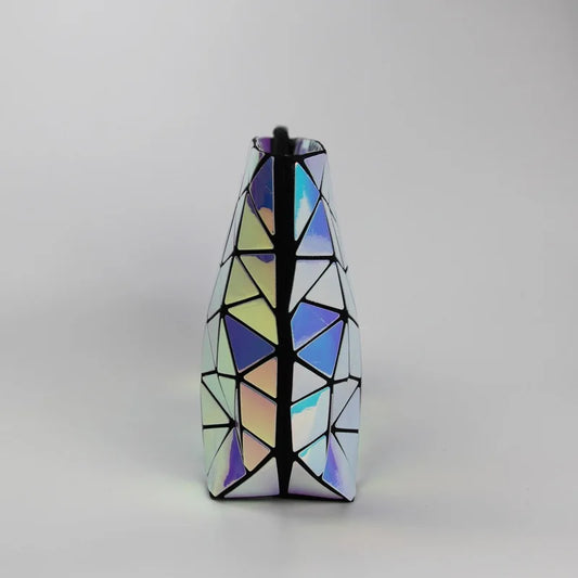 Luminous Irregular Geometric Shoulder Bag | Japanese Style Diamond-Patterned Satchel | Fashionable Holographic Versatile Chain Bag | Women's Geometric Crossbody Purse (Model CYCB130) Luxegan