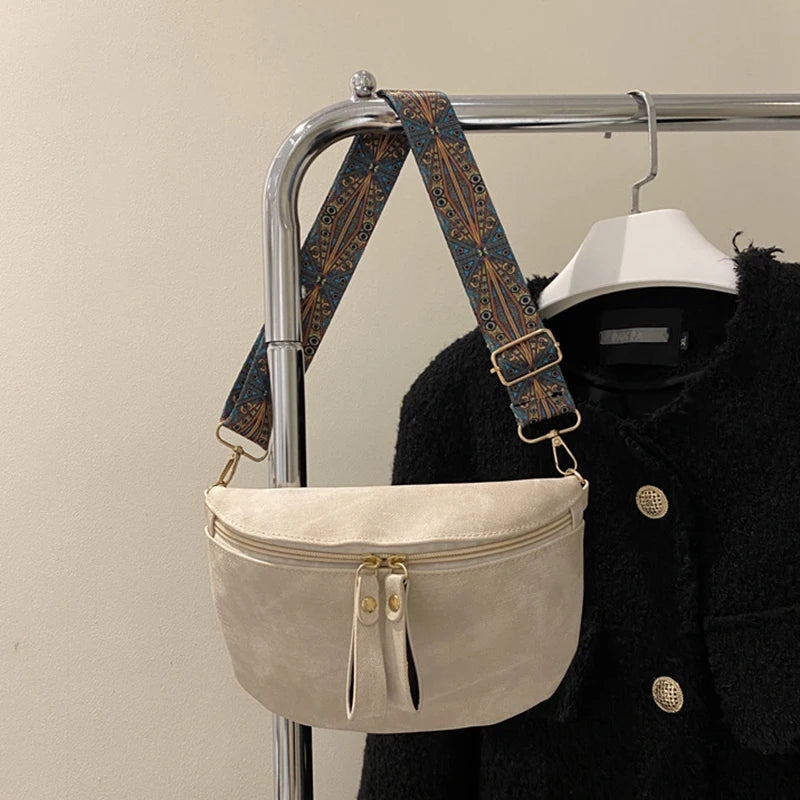 Stylish Hobo Solid Color Satchel | Luxury Designer Chest Bag & Women's PU Leather Waist Bags (Wide Strap Fashion Fanny Shoulder Pack) Luxegan