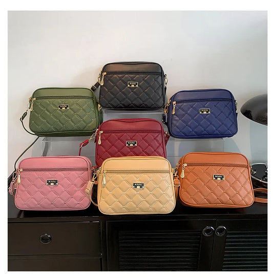 Women's New Cross Border Foreign Trade Lingge PU Crossbody Bag | Versatile Small Messenger Bag & One Shoulder Square Handbag Luxegan