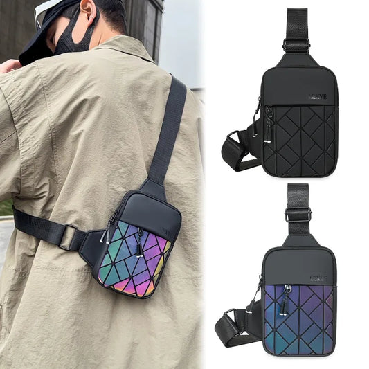 Universal Rhombus Grid Breast Bag | Sophisticated "Envelope" Silhouette | Premium Casual Fashion Mobile Phone Bag | "Dignified" High-Performance PU Crossbody for Radiant Versatile Styling Luxegan