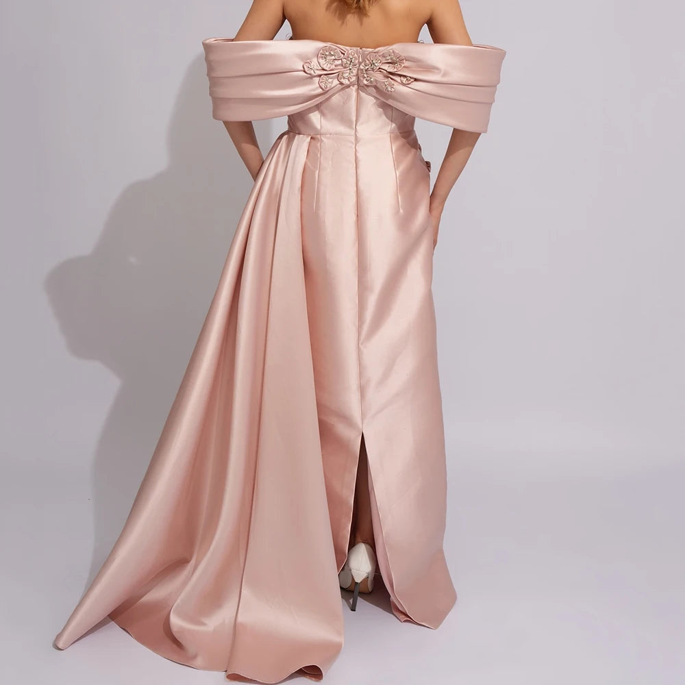 Crystal Ruched A-Line Prom Gown | Off-Shoulder Floor-Length Draped Evening Dress Luxegan