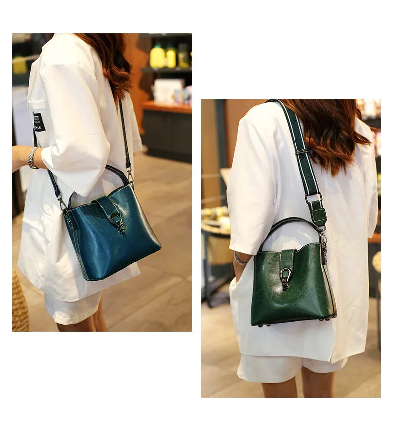 100% Genuine Leather Women's Handbag | Crossbody Bag, Ladies' Retro Shoulder Bag, Commuter & Shopping Bag