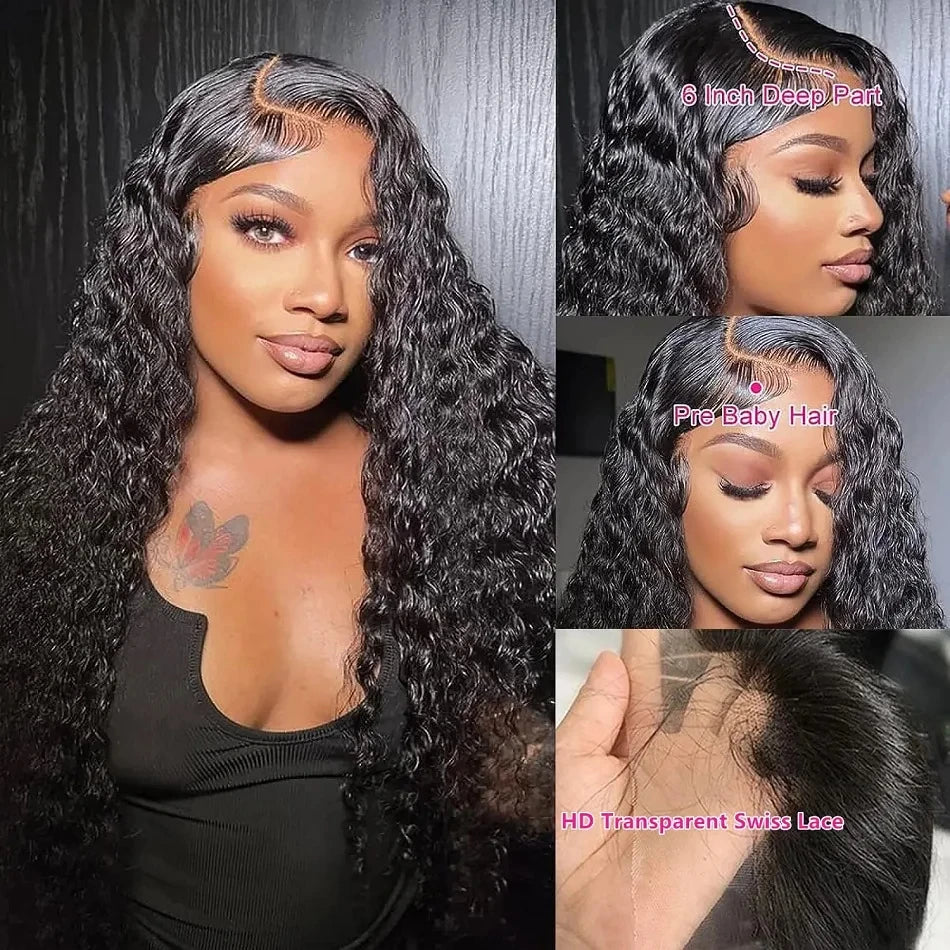 Brazilian Water Wave HD Lace Frontal Wig | Sophisticated 13x6 Human Hair Deep Wave Silhouette | Elegant "13x4 Lace Frontal" Closure | "Dignified" Remy Hair for Radiant Versatile Styling Luxegan