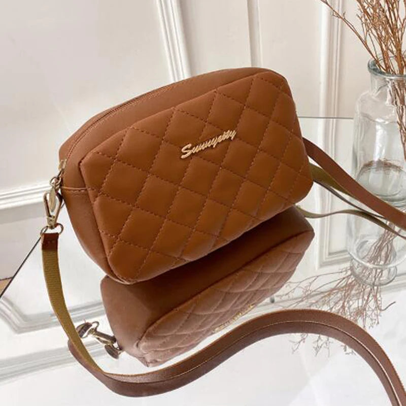 Women's Square Single Shoulder Bag | Solid Color PU Handbag & Female Fashion All-match Messenger Bags (Casual Phone Bag) Luxegan