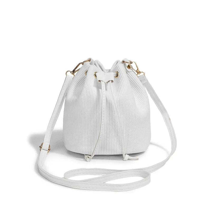 Bundle Pocket Velvet Crossbody Bag Commute Handbag Drawstring Bucket Bag | Messenger Bag Large Capacity Shoulder Bag Girls Luxegan