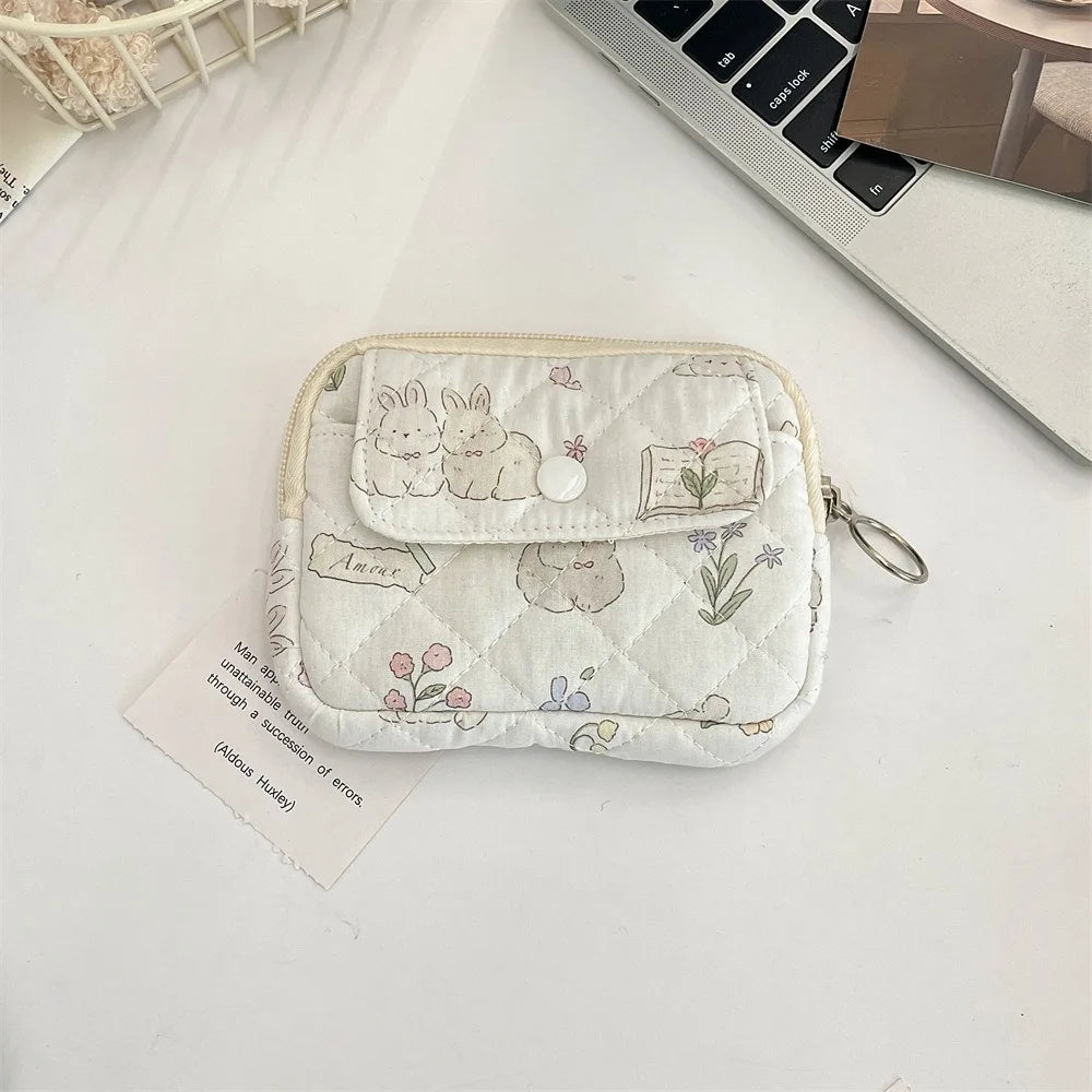 Kawaii Floral Coin Purse | Multifunctional Small Zipper Bag Luxegan