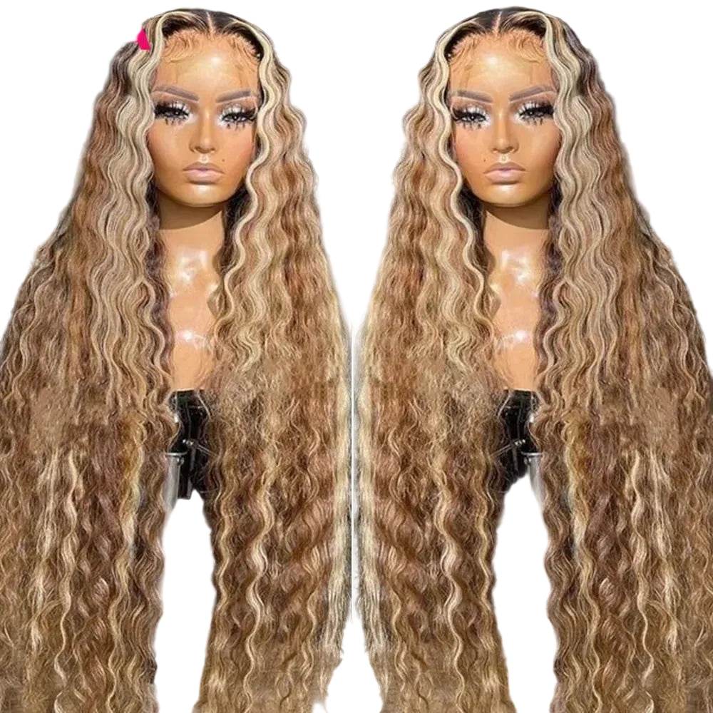 30-32 Inch Honey Blonde Deep Wave Wig | Sophisticated 13x4 Lace Frontal | Elegant 4x4 Lace Closure Brazilian Human Hair | "Dignified" Transparent Swiss Lace for Radiant Versatile Styling Luxegan
