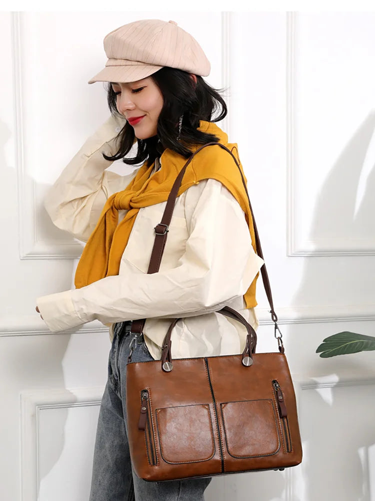 Women's Fashion Classical Style Crossbody Handbag | Retro PU Leather Shoulder Bag & Purse (Casual, Daily Use) Luxegan