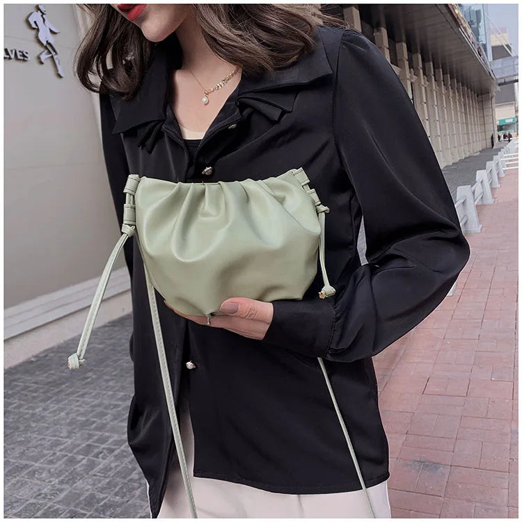 Fashion Women Shoulder Bag New Arrival Crossbody Bag Female | Solid Color Pleated Design Mini Zipper Cloud Bag for Girl (Сумка) Luxegan