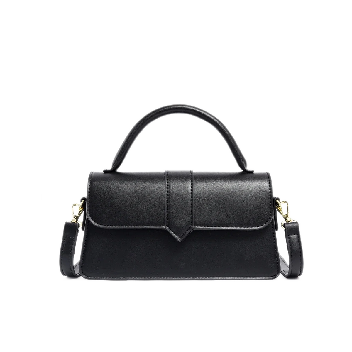 Leather Shoulder Bag for Women | Fashion Crossbody Bags & Vintage Underarm Bag (Square Satchel in Black) Luxegan