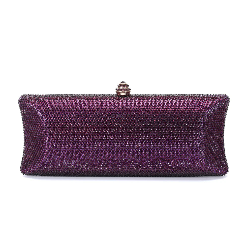 Colorful Diamond Gala Evening Bag | Sophisticated Rhinestone Party Clutch | Elegant Metallic Dinner Purse | "Dignified" Hard-Shell Bridal Handbag for Versatile Occasion Styling Luxegan