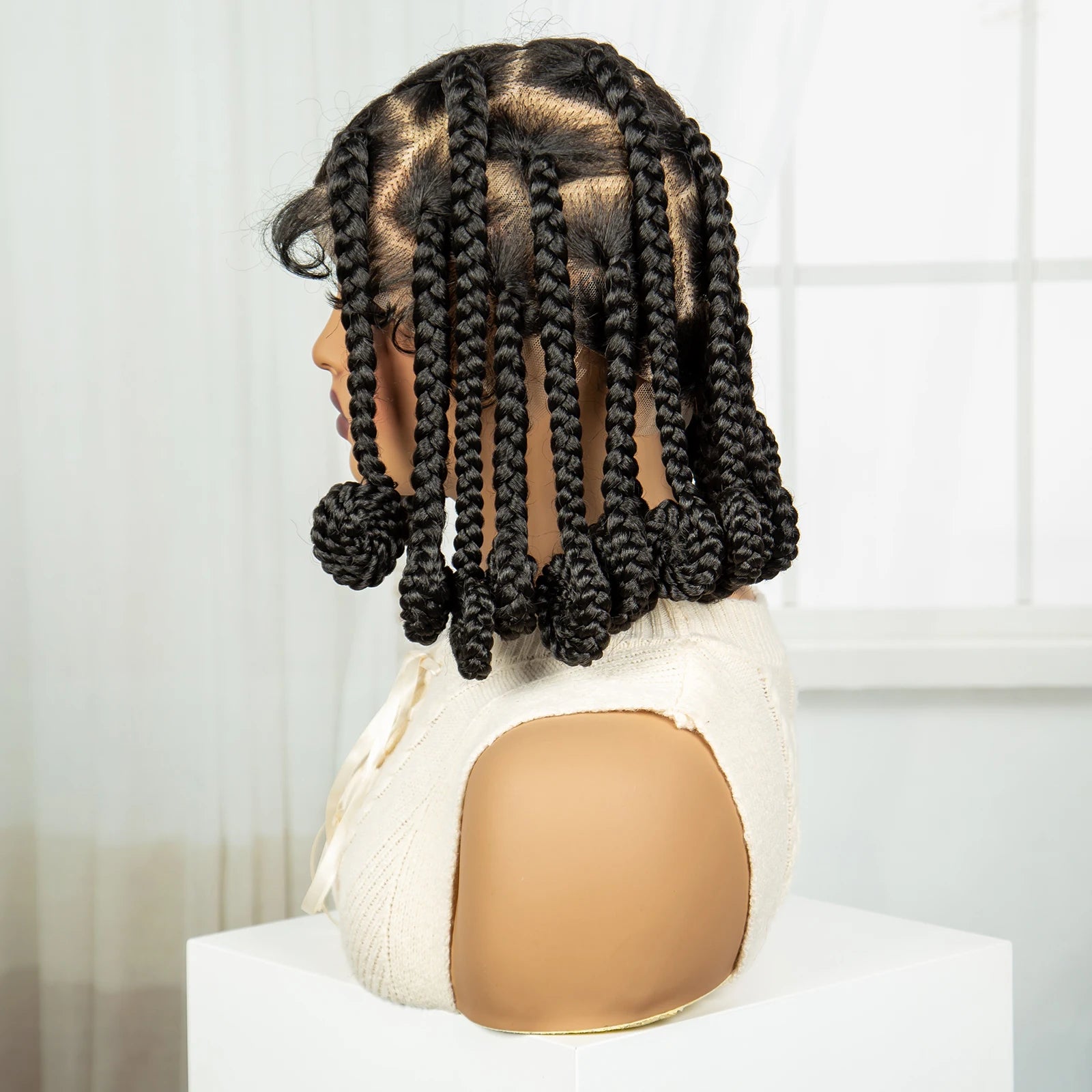 Handmade Bantu Knotless Braids Wig | Full Lace Frontal | Baby Hair Luxegan