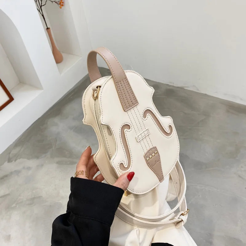 Creative Violin Female Crossbody Bag | PU Leather Small Backpacks for Women | Luxury Design Thread Ladies Fashion Shoulder Bag Luxegan