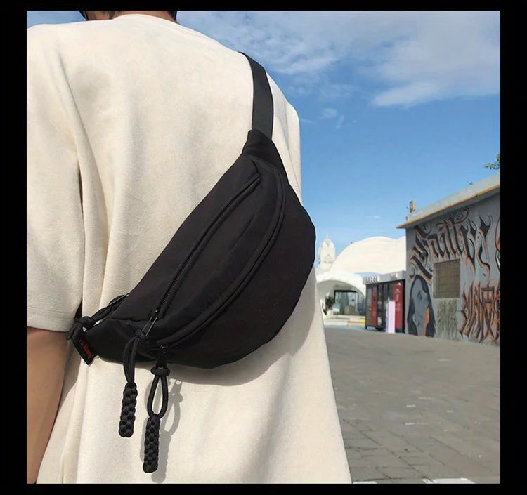 New Style Men's Chest Bag | Small Lightweight Trendy Shoulder Backpack | Premium Nylon Sports Waist Bag | Unisex Fashion Solid Color Shell-Shaped Crossbody Bag with Polyester Lining Luxegan