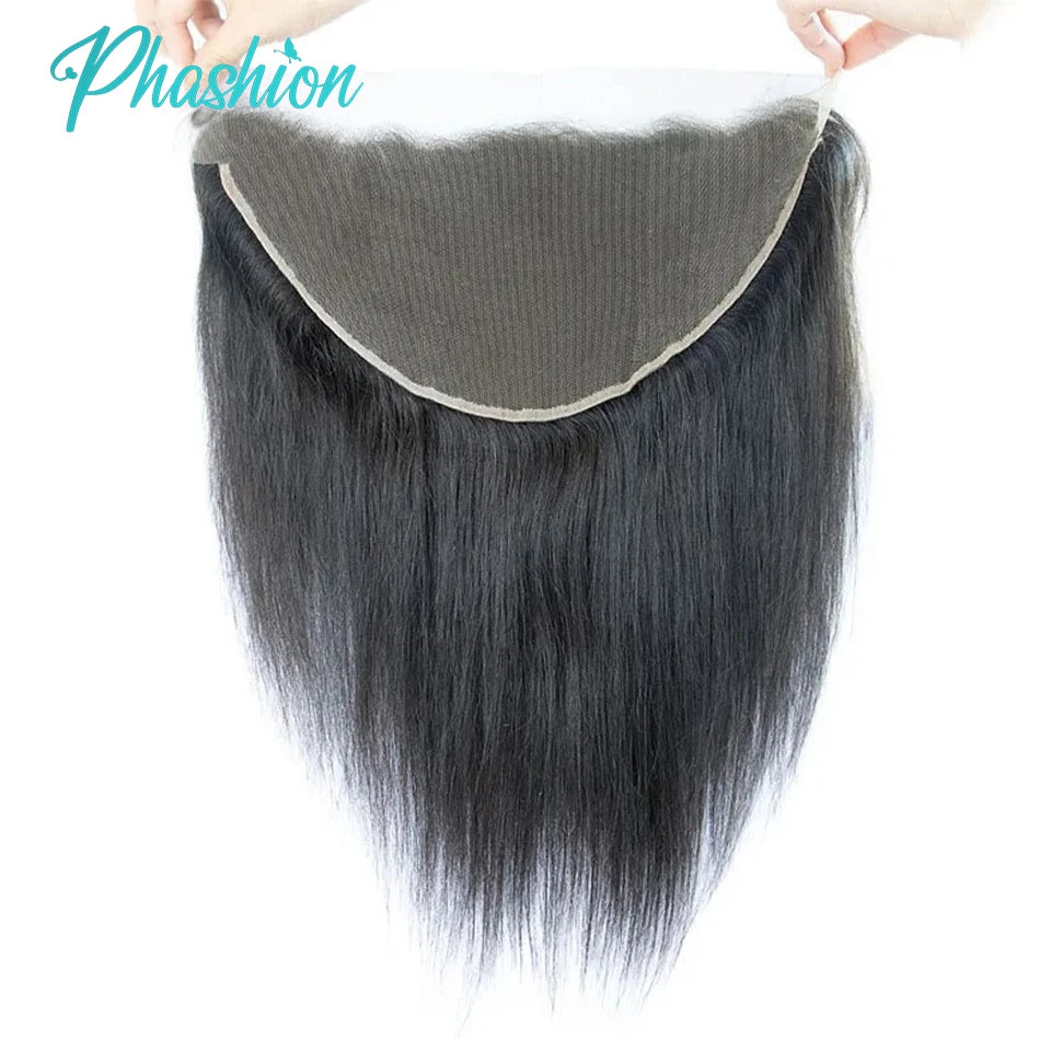 Phashion 26 28 Inch 13x4 13x6 Lace Frontal Straight Pre Plucked Swiss HD Transparent Lace Full Front Only 100% Remy Human Hair