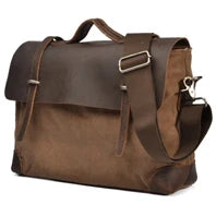 Luxury Genuine Leather Men's Briefcase | Sophisticated "Bull Leather" Silhouette | 15-inch Laptop Portfolio & Messenger Bag | "Dignified" High-Performance M019 Document Bag for Radiant Versatile Styling Luxegan
