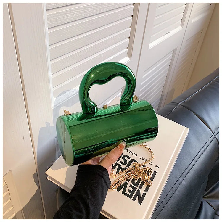 Fashion Cylinder Mini Evening Purse | Gold Box Clutch Shoulder Crossbody Bag for Women's Party Clutches Luxegan