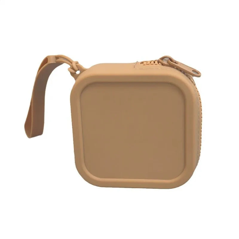 Waterproof Silicone Square Mini Wallet | Sophisticated Portable Coin & Earphone Purse | Elegant Small-Item Travel Organizer | "Dignified" Soft Silica Gel Pouch for Versatile Daily Utility Luxegan