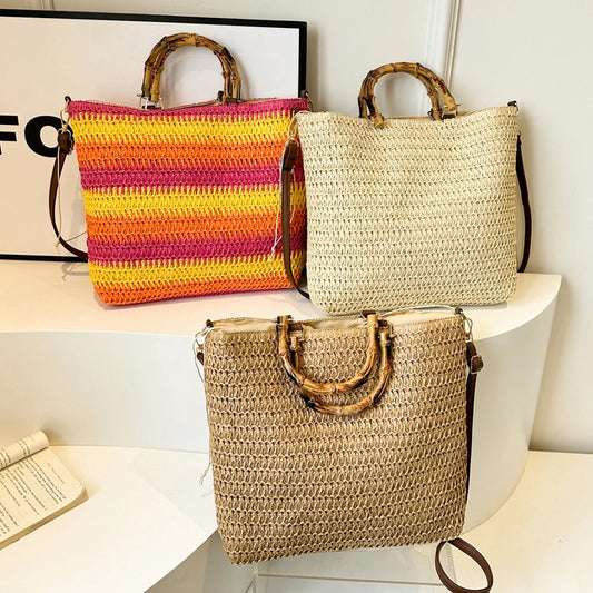 Handmade Straw Tote Bag | Large Capacity Woven Clutch Luxegan