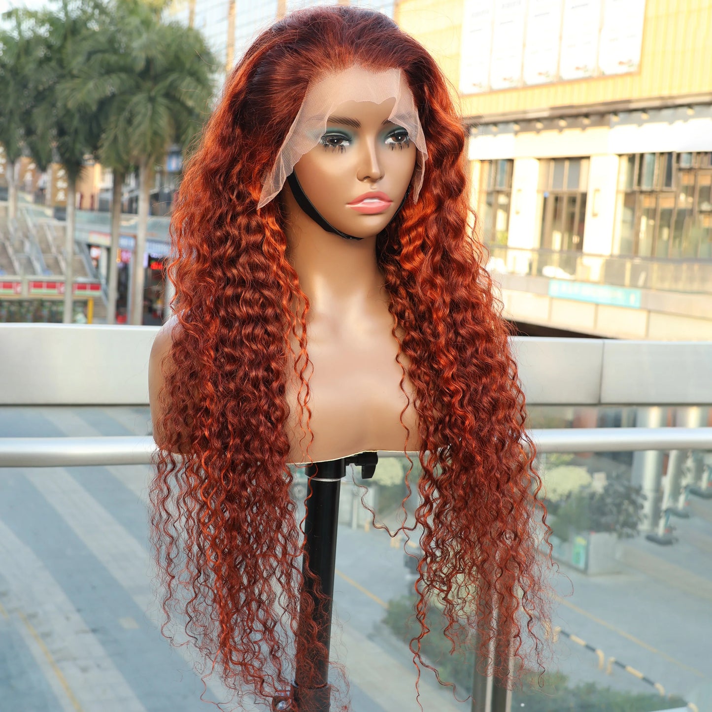 30-Inch Orange Ginger Deep Wave Frontal Wig | Sophisticated 13x6 HD Transparent Swiss Lace | Elegant Vietnamese Human Hair | "Dignified" Long Remy Curly Wig for Vibrant Versatile Styling Luxegan