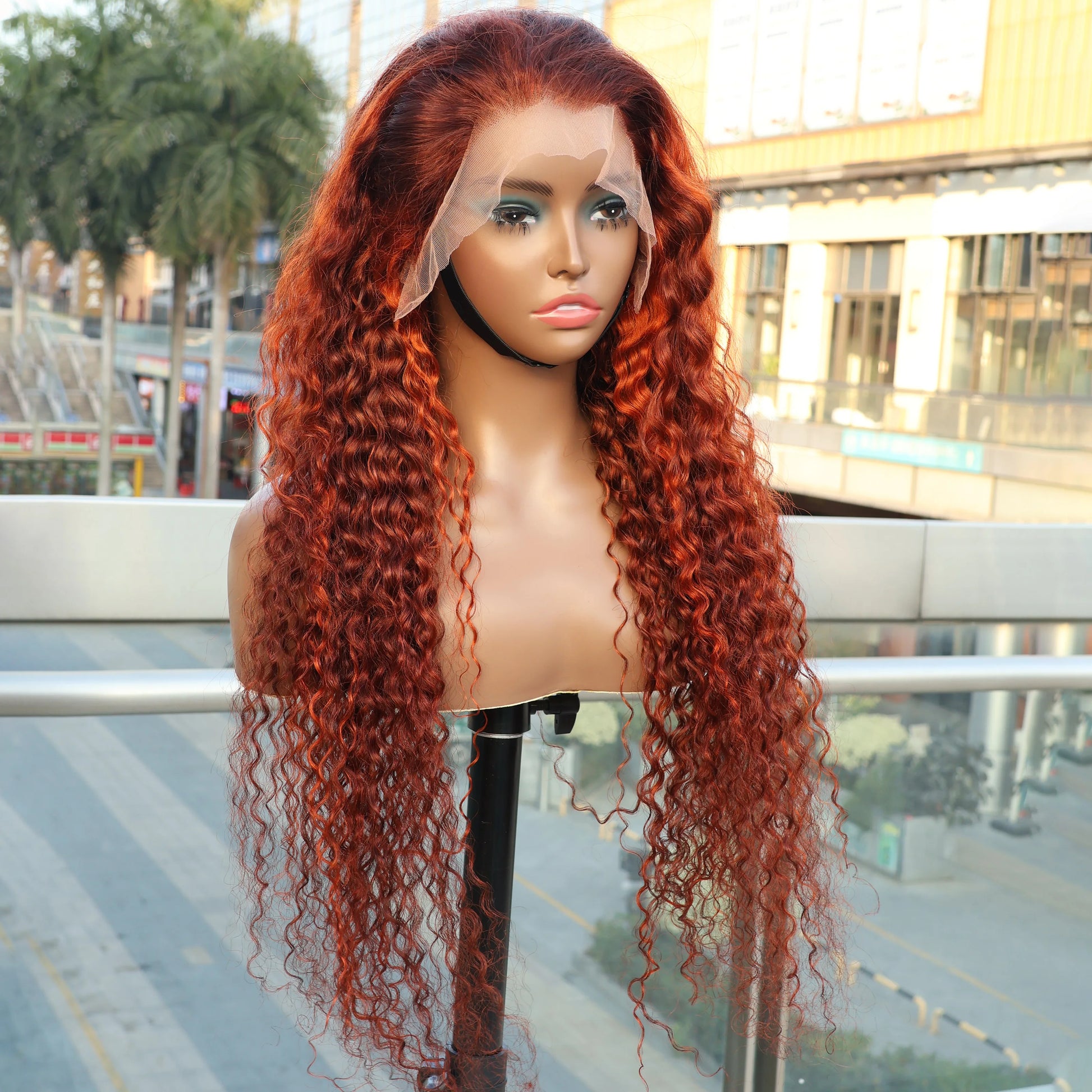 30-Inch Orange Ginger Deep Wave Frontal Wig | Sophisticated 13x6 HD Transparent Swiss Lace | Elegant Vietnamese Human Hair | "Dignified" Long Remy Curly Wig for Vibrant Versatile Styling Luxegan